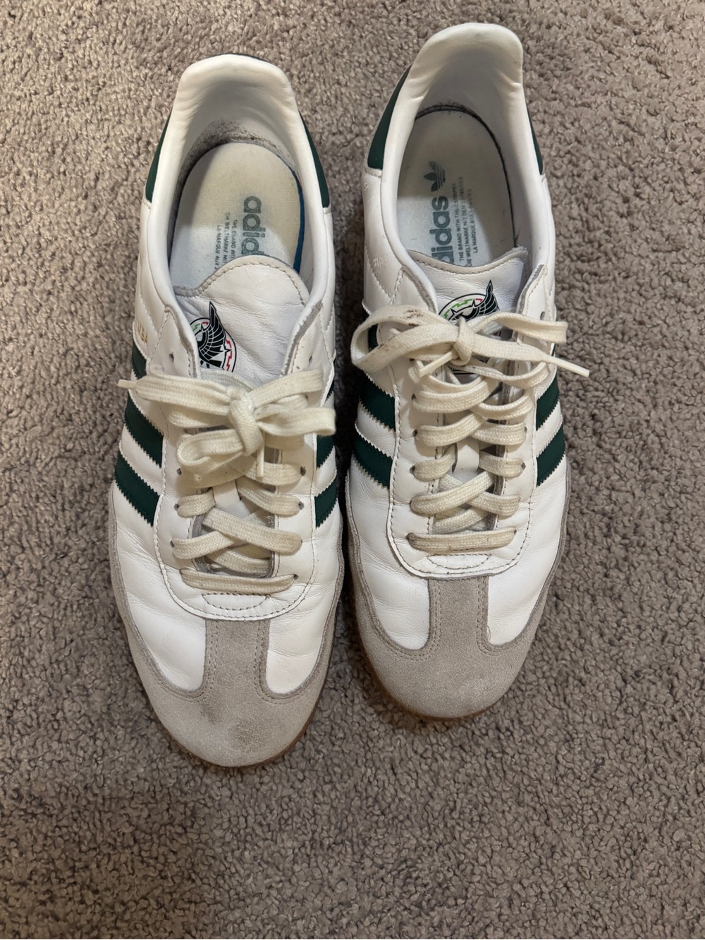 adidas Men’s White & Green Mexico Classic Samba Sneakers